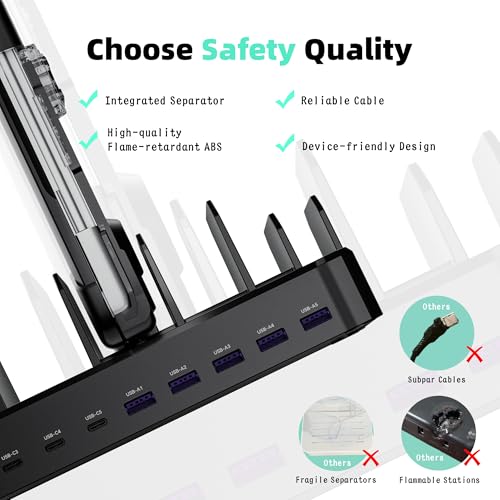 320W 10 Port USB C Fast Charging Station Organizer Dock