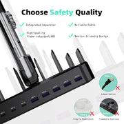 320W 10 Port USB C Fast Charging Station Organizer Dock