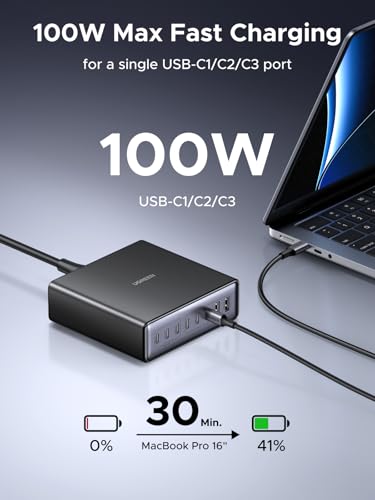 200W GaN 8 Port USB C Desktop Charging Station 100W PD Fast Charger