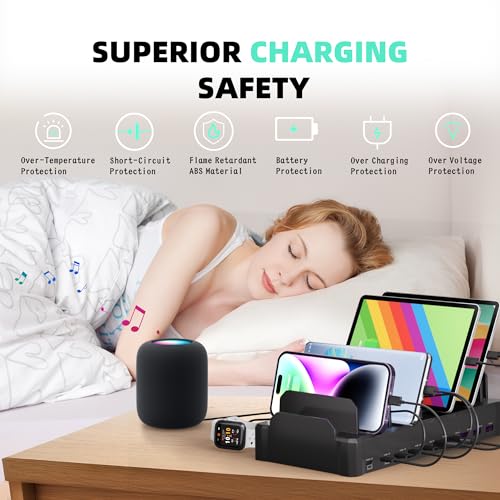 320W 10 Port USB C Fast Charging Station Organizer Dock