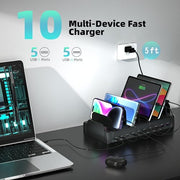 320W 10 Port USB C Fast Charging Station Organizer Dock