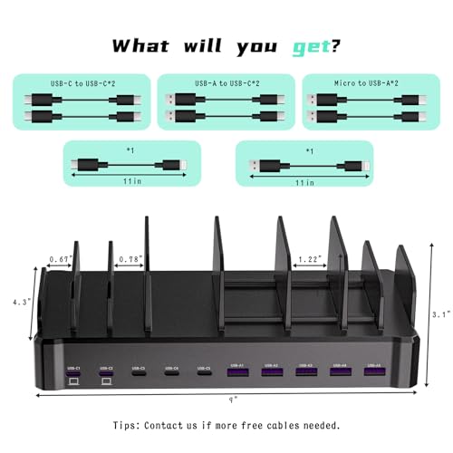 320W 10 Port USB C Fast Charging Station Organizer Dock
