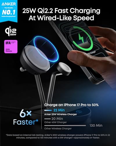 3 in 1 Qi2 25W Magnetic Charging Station with Smart Display