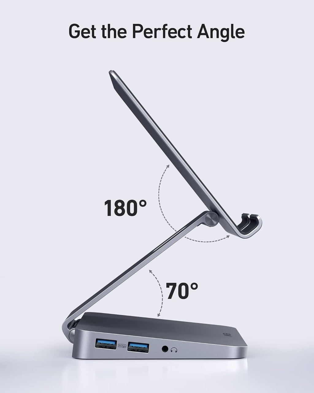8 in 1 USB C Hub with Foldable Tablet Stand 4K HDMI USB A Ports