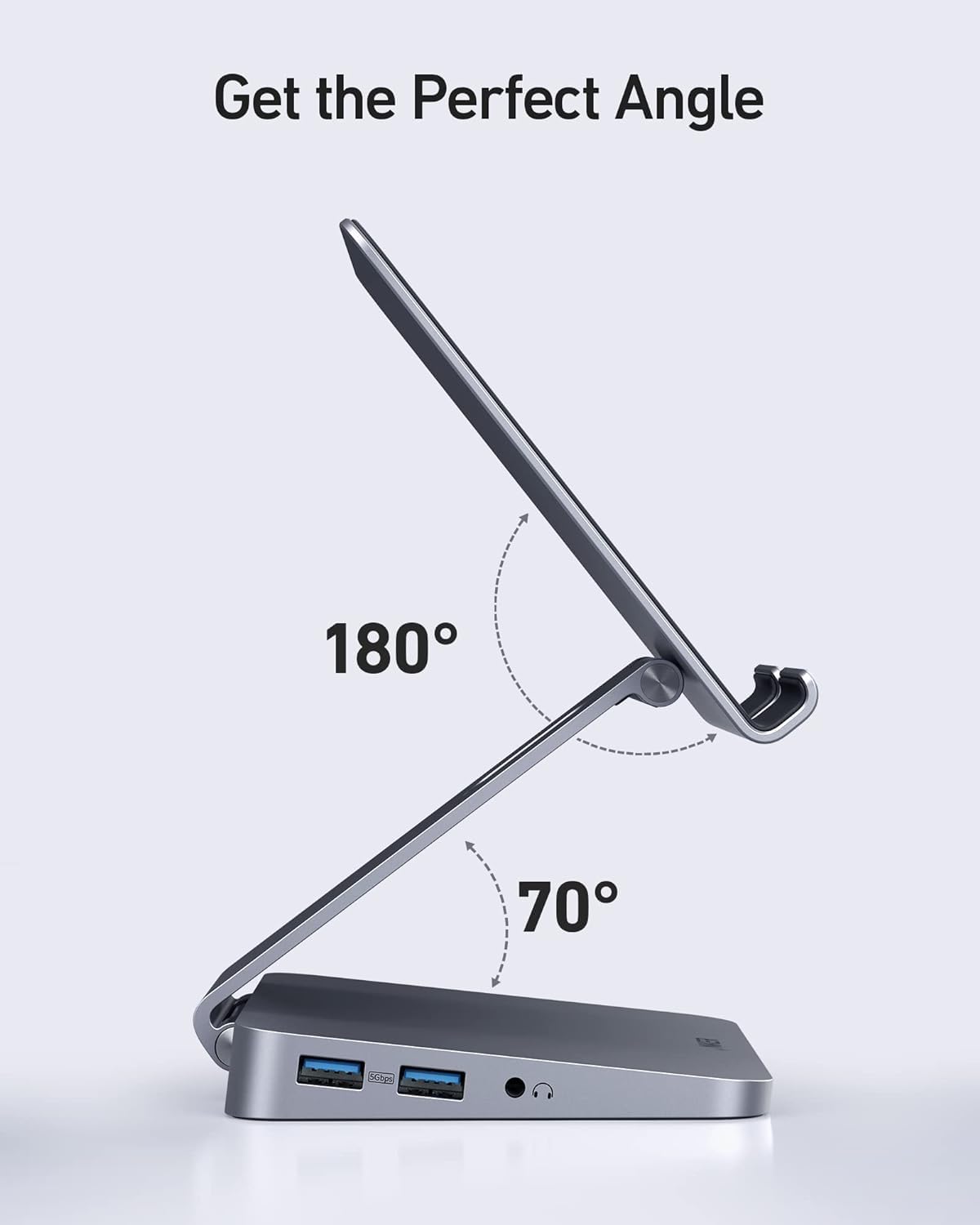 8 in 1 USB C Hub with Foldable Tablet Stand 4K HDMI USB A Ports
