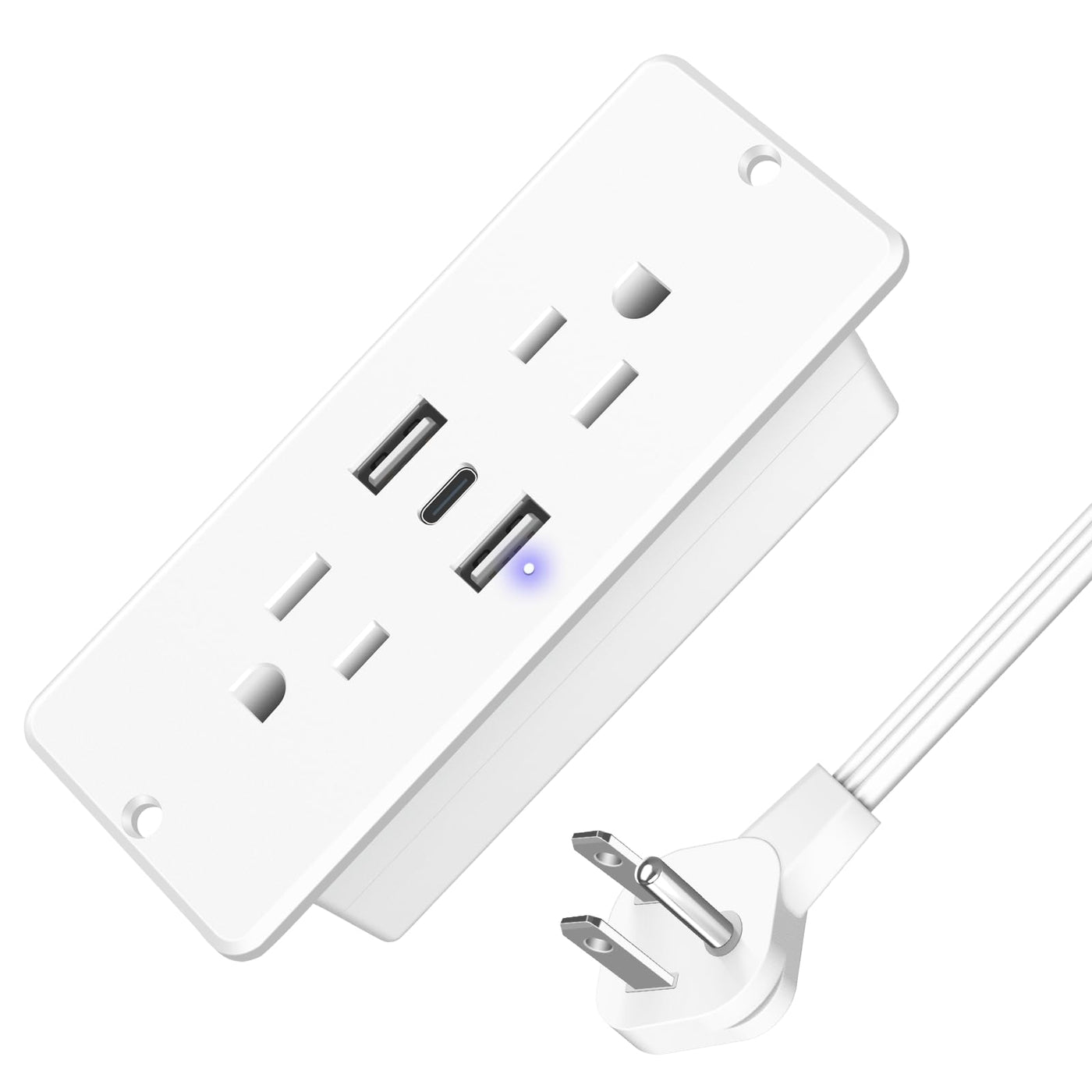 5 in 1 Recessed Power Strip 20W USB C Furniture Outlet Flat Plug