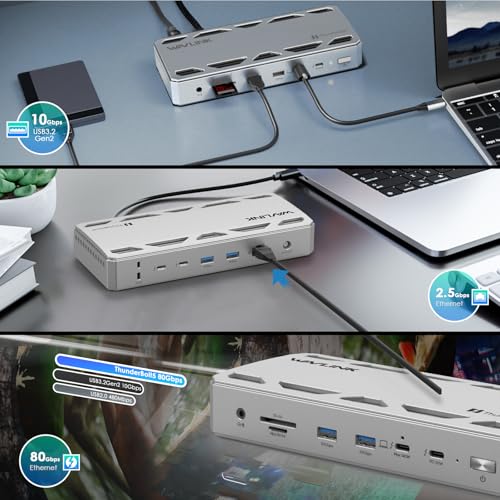 12 in 1 Thunderbolt 5 Docking Station 120Gbps 140W PD Laptop Hub