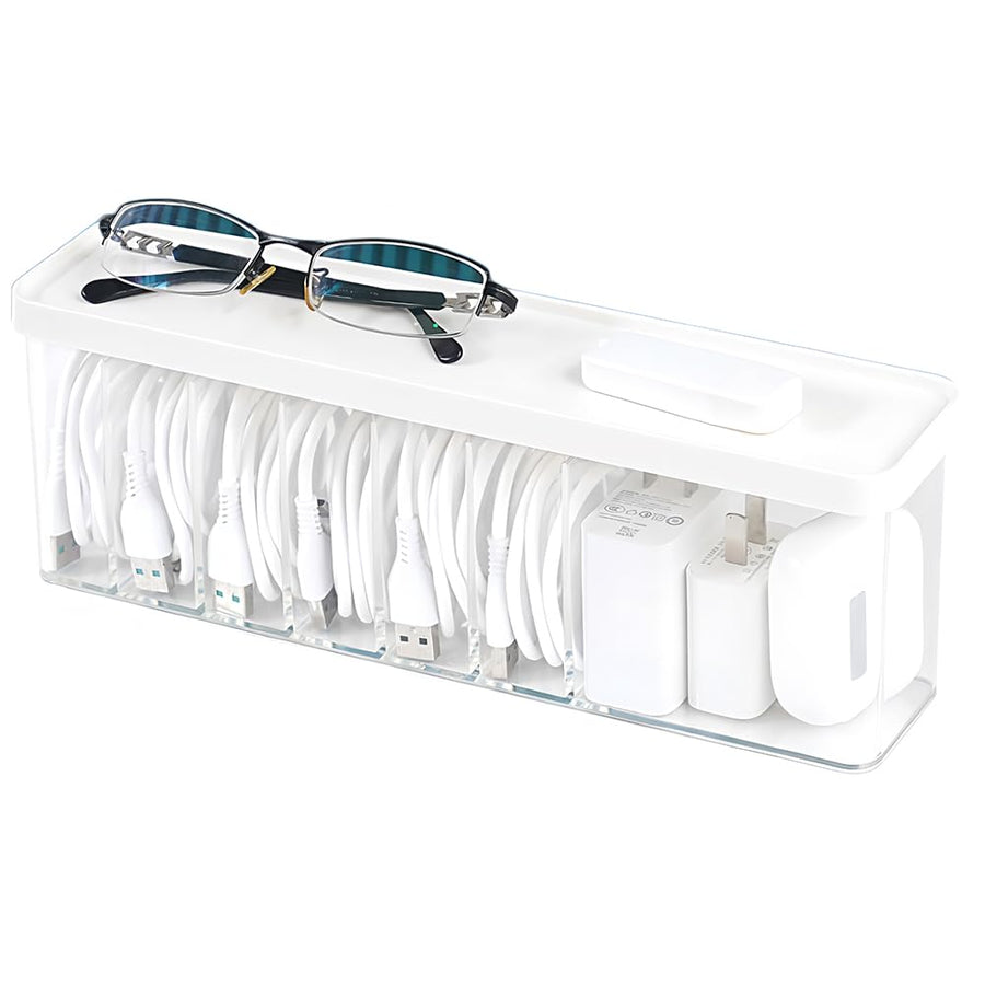 Charger Cable Cord Storage Organizer Box with Lid