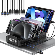 320W 10 Port USB C Fast Charging Station Organizer Dock