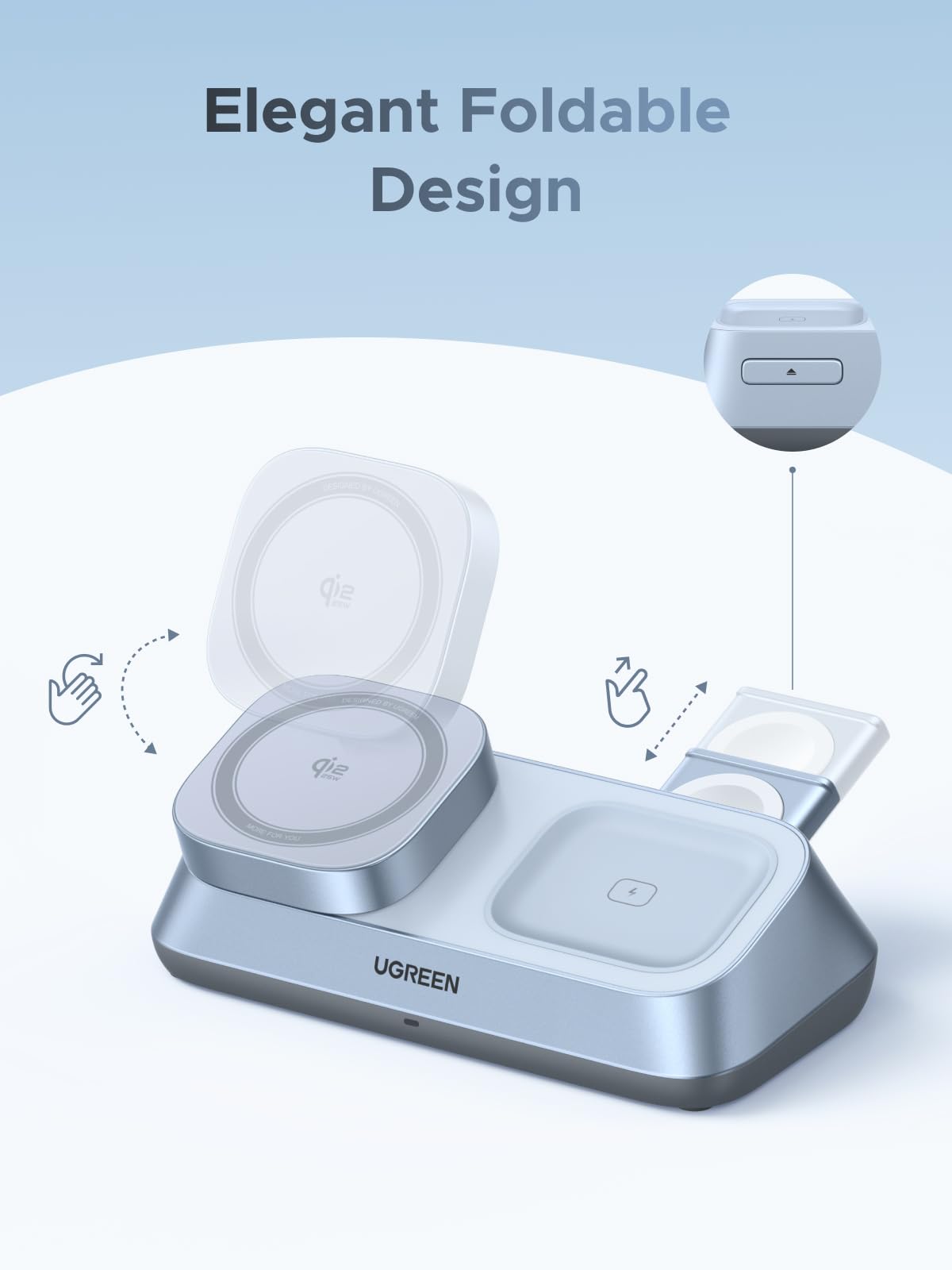 25W Qi2 3 in 1 Magnetic Wireless Charging Stand for Phone Watch Earbuds