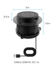 15W Pop Up Retractable Desktop Wireless Charger USB A USB C Ports