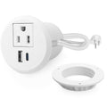 Recessed Desk Power Grommet with 1 AC Outlet and 2 USB Ports