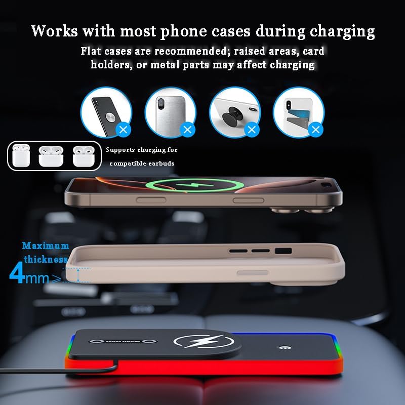Center Console Wireless Charging Tray for 2015 to 2023 Charger