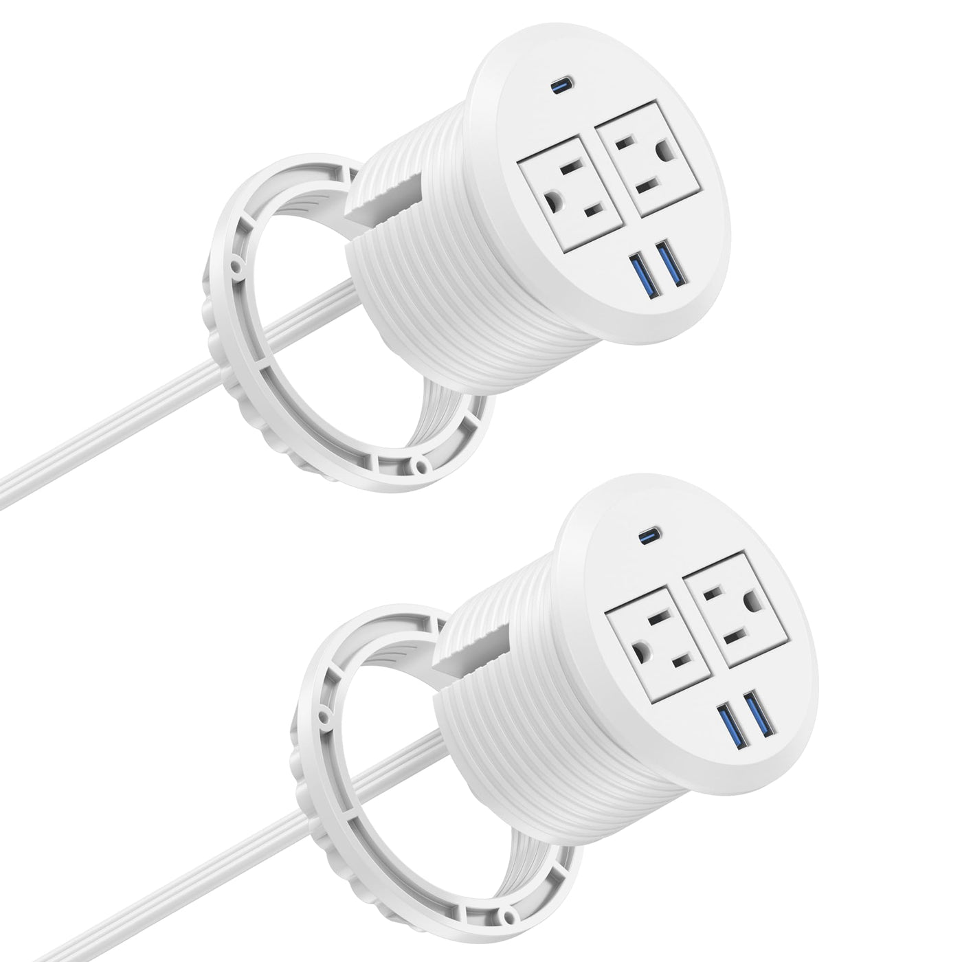 3 Inch Flush Mount Desktop Power Grommet USB C 2 AC Outlets