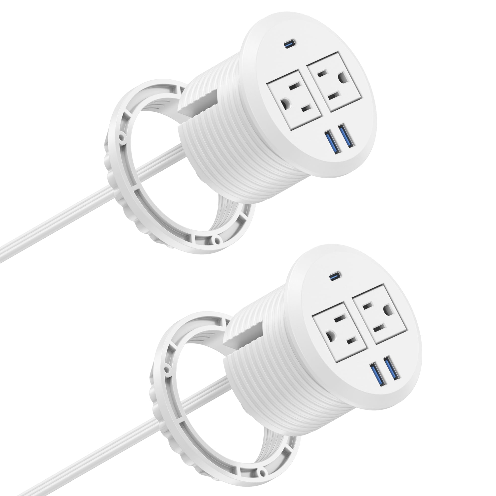 3 Inch Flush Mount Desktop Power Grommet USB C 2 AC Outlets