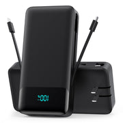 40800mAh Portable Power Bank with Built In Cables AC Plug 25W PD Fast Charge