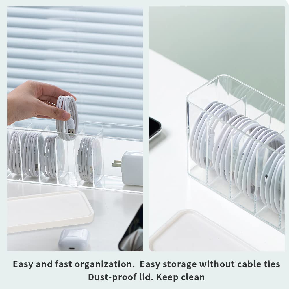 Charger Cable Cord Storage Organizer Box with Lid