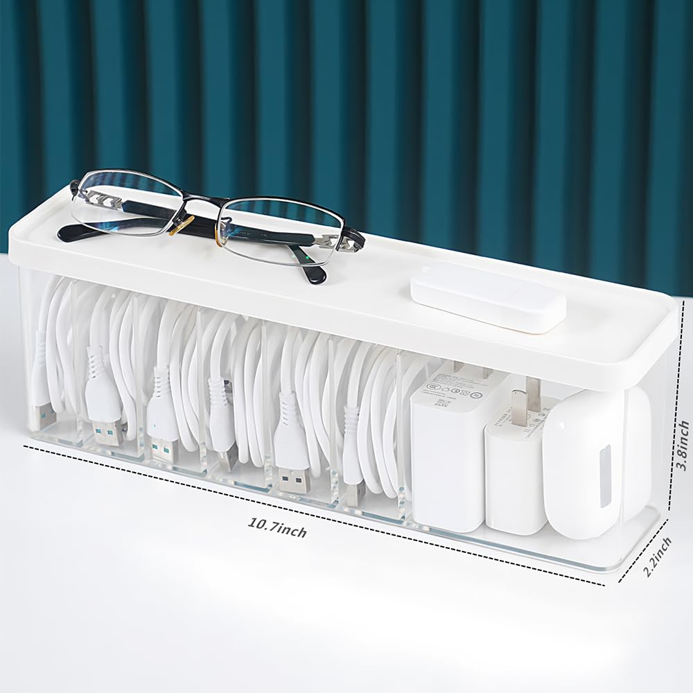 Charger Cable Cord Storage Organizer Box with Lid