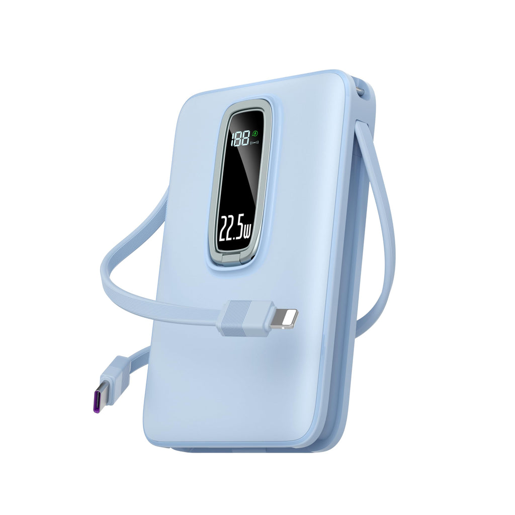 22.5W 10000mAh Magnetic Wireless Power Bank Built In Cables LED Display