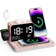 7 in 1 Wireless Charging Station with LED Clock 30W Fast Charger