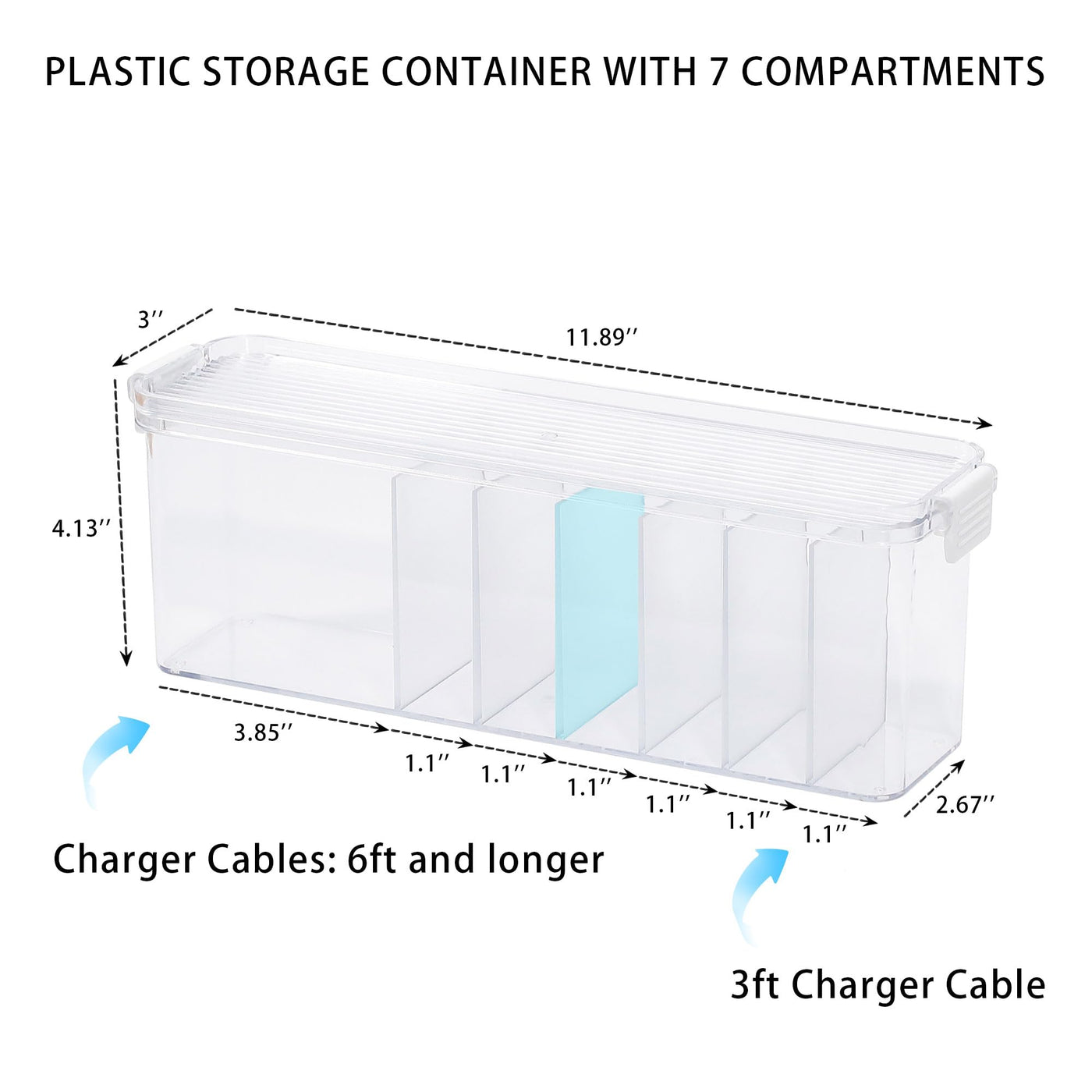 2 Pack Clear Cord Organizer Box for Desk Drawer Cable Storage Container