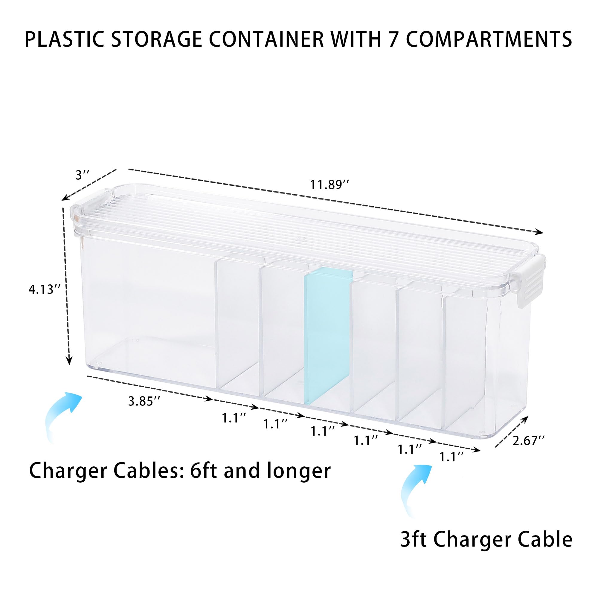 2 Pack Clear Cord Organizer Box for Desk Drawer Cable Storage Container
