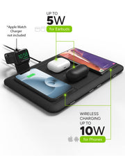 4 in 1 Wireless Charging Mat with Watch Stand and USB A Port