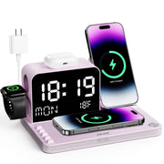 7 in 1 Wireless Charging Station with LED Clock 30W Fast Charger