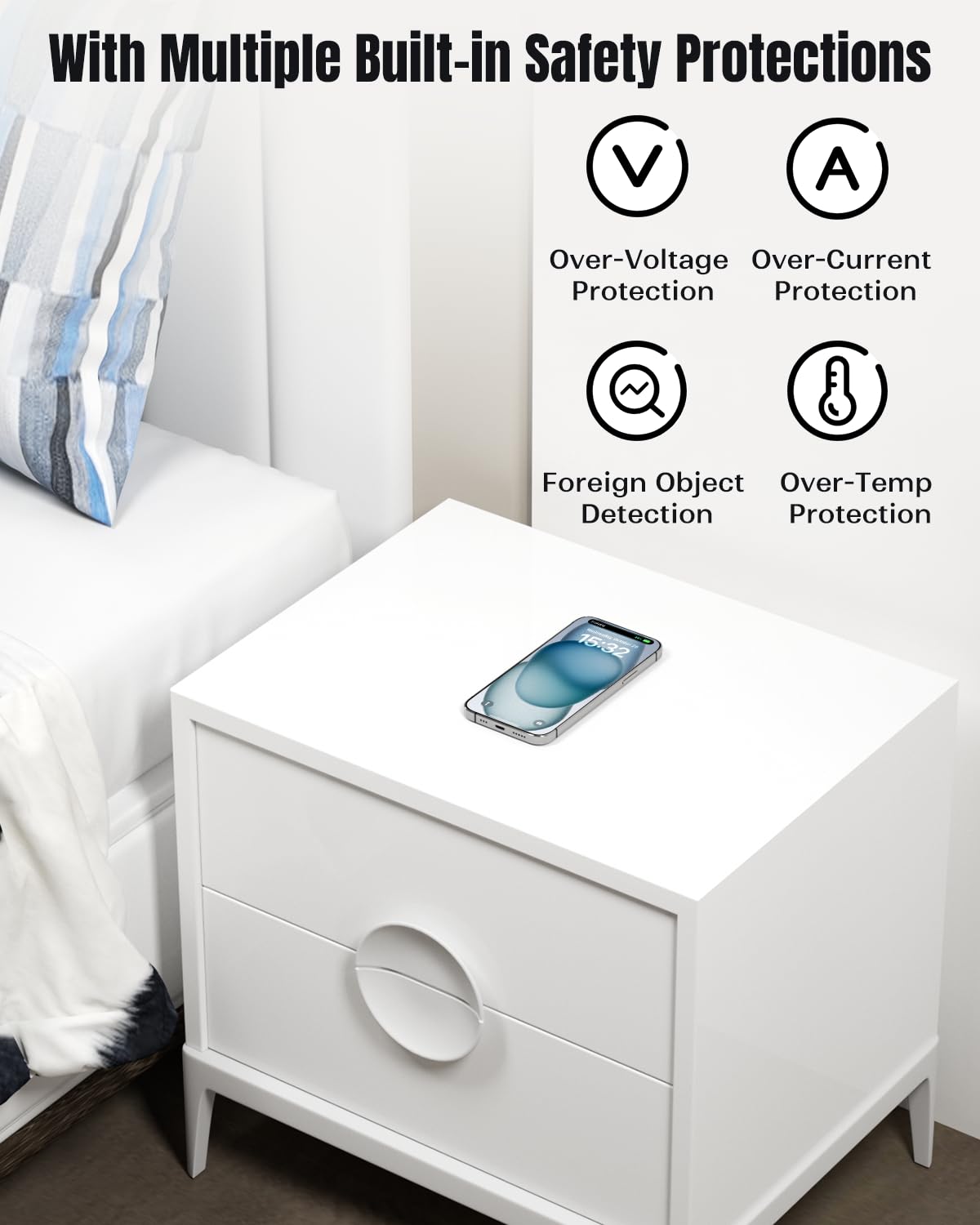 Invisible Under Desk Wireless Charging Pad 0 to 30mm Dual Use
