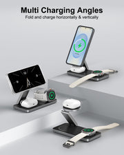 3 in 1 Magnetic Fast Wireless Charging Stand for Phone Watch Earbuds