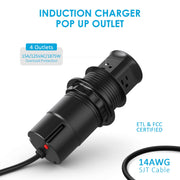 15W Wireless Charging Pop Up Outlet 4 AC Splash Resistant Power Grommet