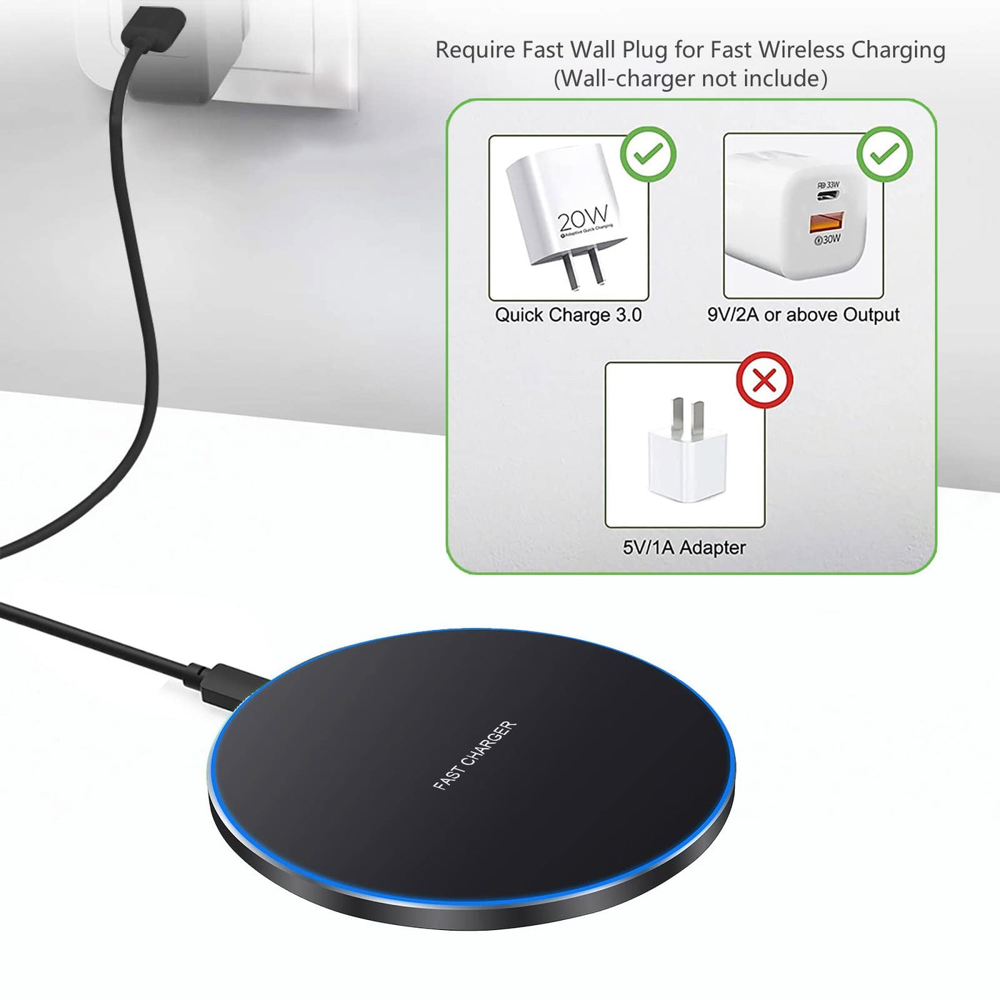 20W Qi Fast Wireless Charging Pad for Phones and Earbuds