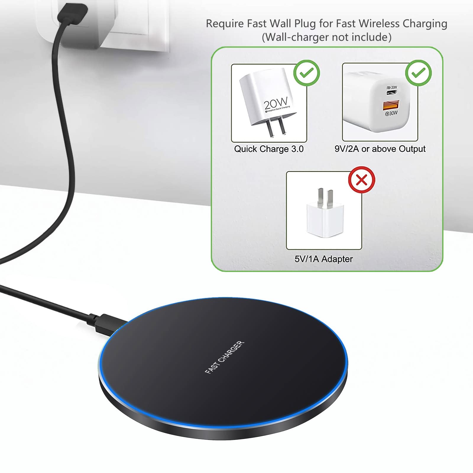 20W Qi Fast Wireless Charging Pad for Phones and Earbuds