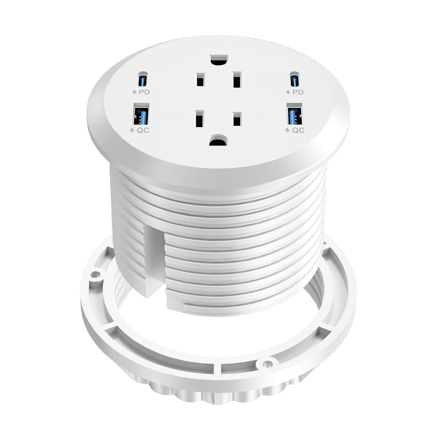 3 Inch Flush Mount Desktop Power Grommet USB C 2 AC Outlets