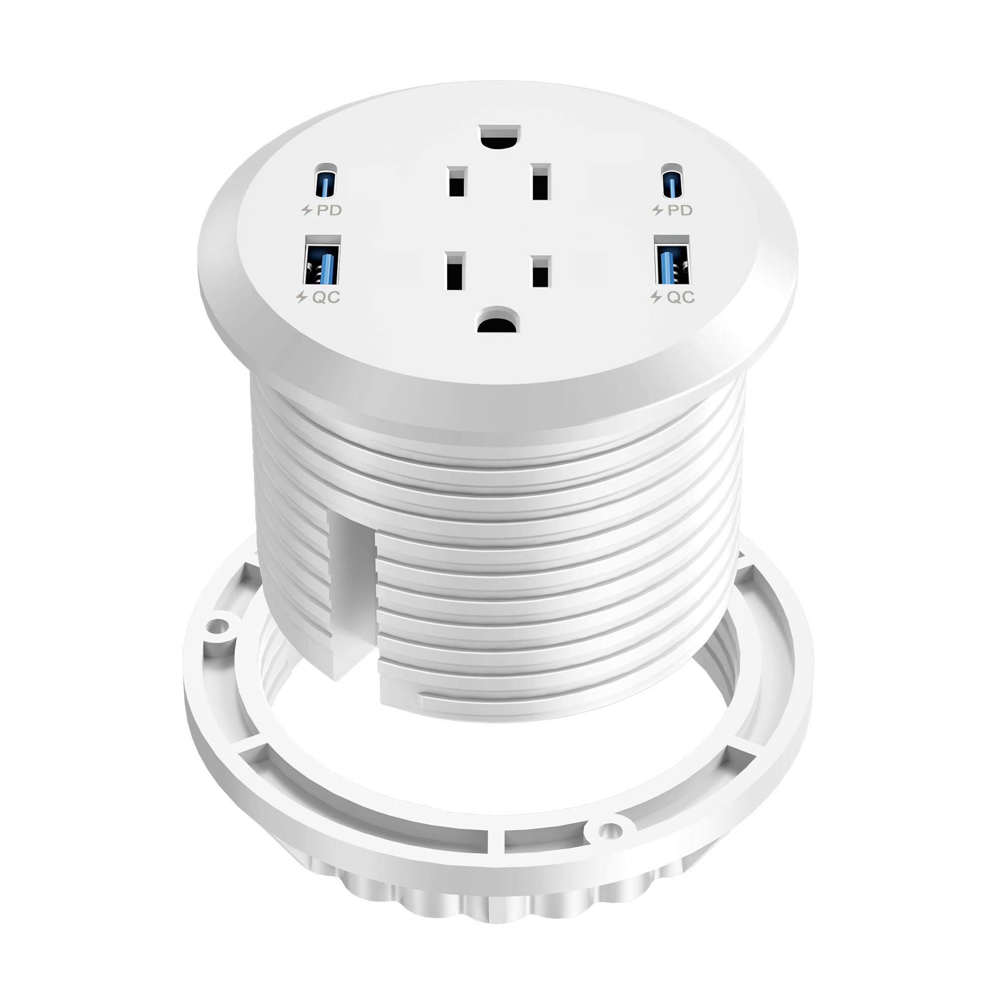3 Inch Flush Mount Desktop Power Grommet USB C 2 AC Outlets