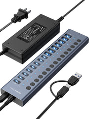 16 Port Powered USB 3.2 Hub 8 USB C 8 USB A with 96W Adapter
