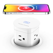 15W Wireless Charging Pop Up Outlet 4 AC Splash Resistant Power Grommet