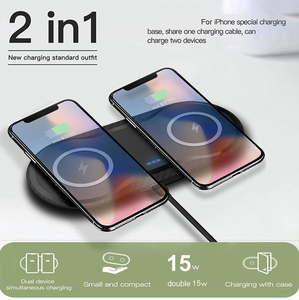 30W Dual Wireless Charging Pad for Multiple Qi Devices