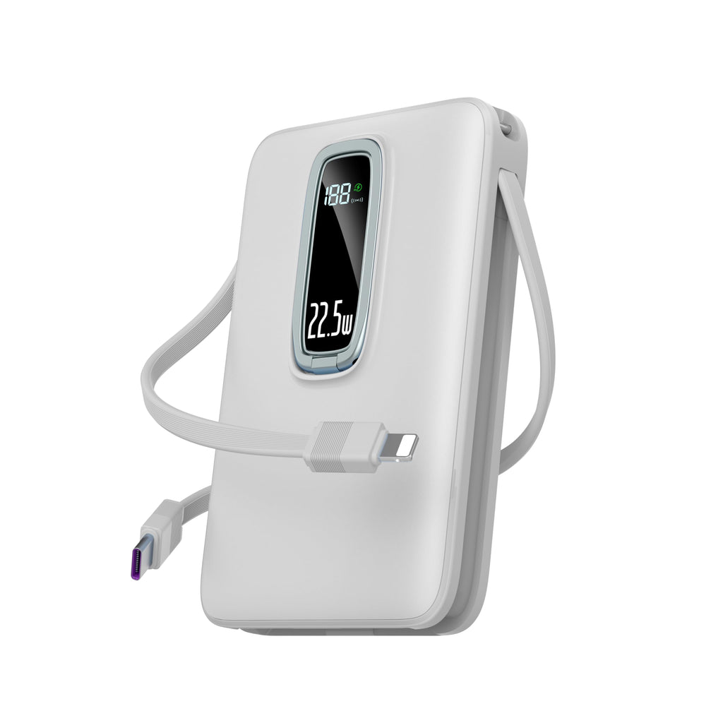 22.5W 10000mAh Magnetic Wireless Power Bank Built In Cables LED Display