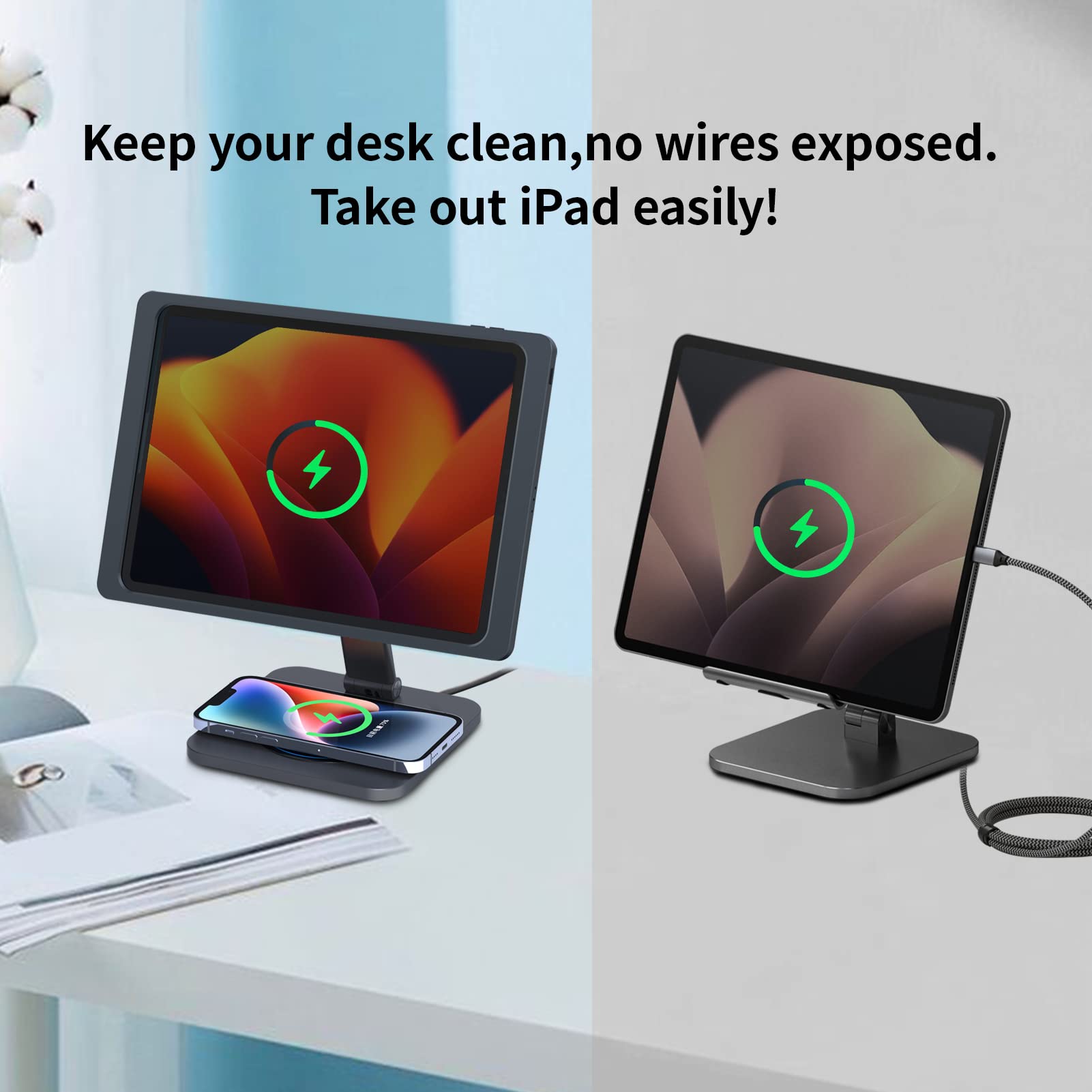 Magnetic Foldable Tablet Stand with Charging Case