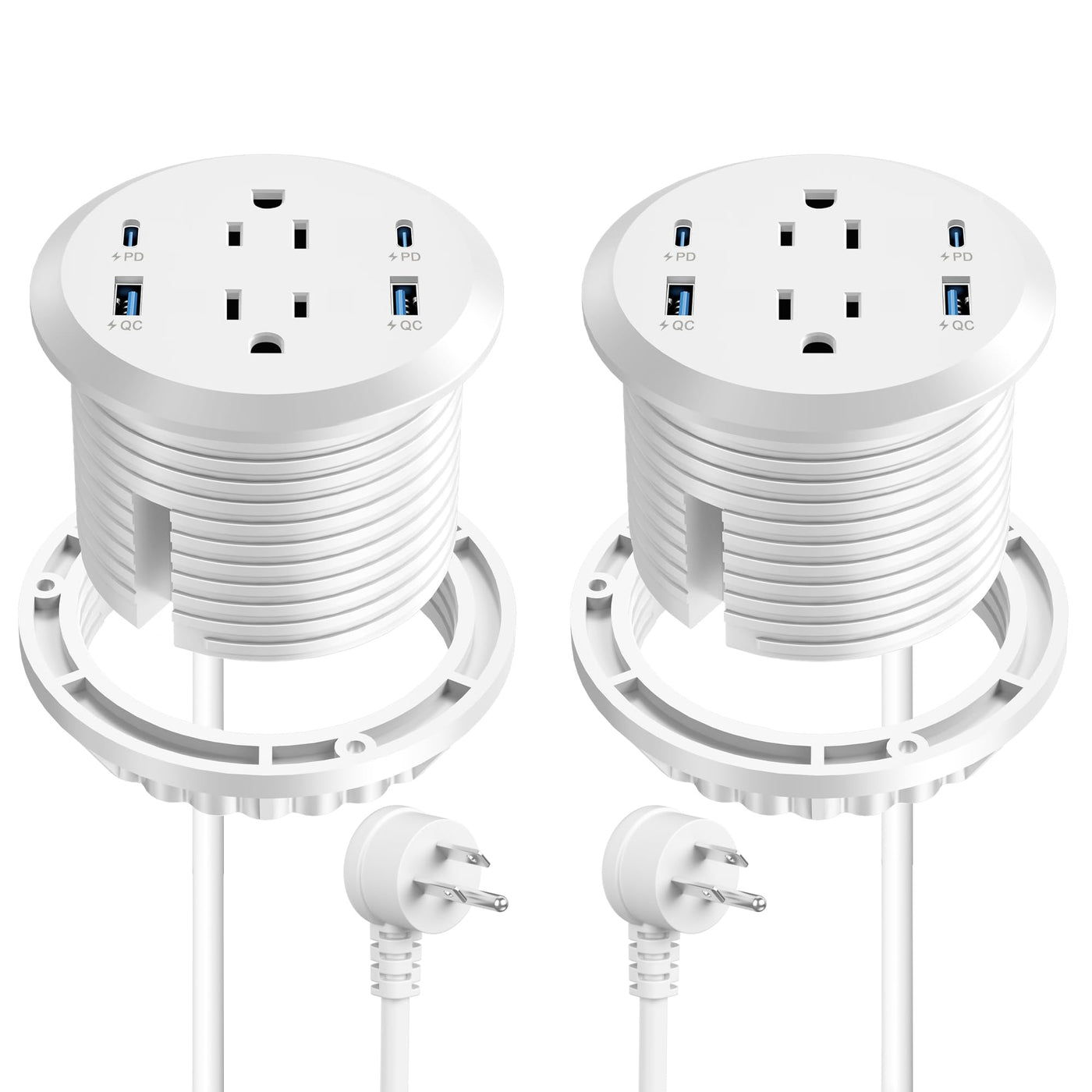 3 Inch Flush Mount Desktop Power Grommet USB C 2 AC Outlets