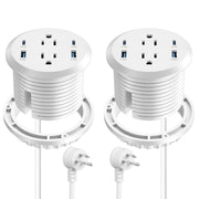 3 Inch Flush Mount Desktop Power Grommet USB C 2 AC Outlets