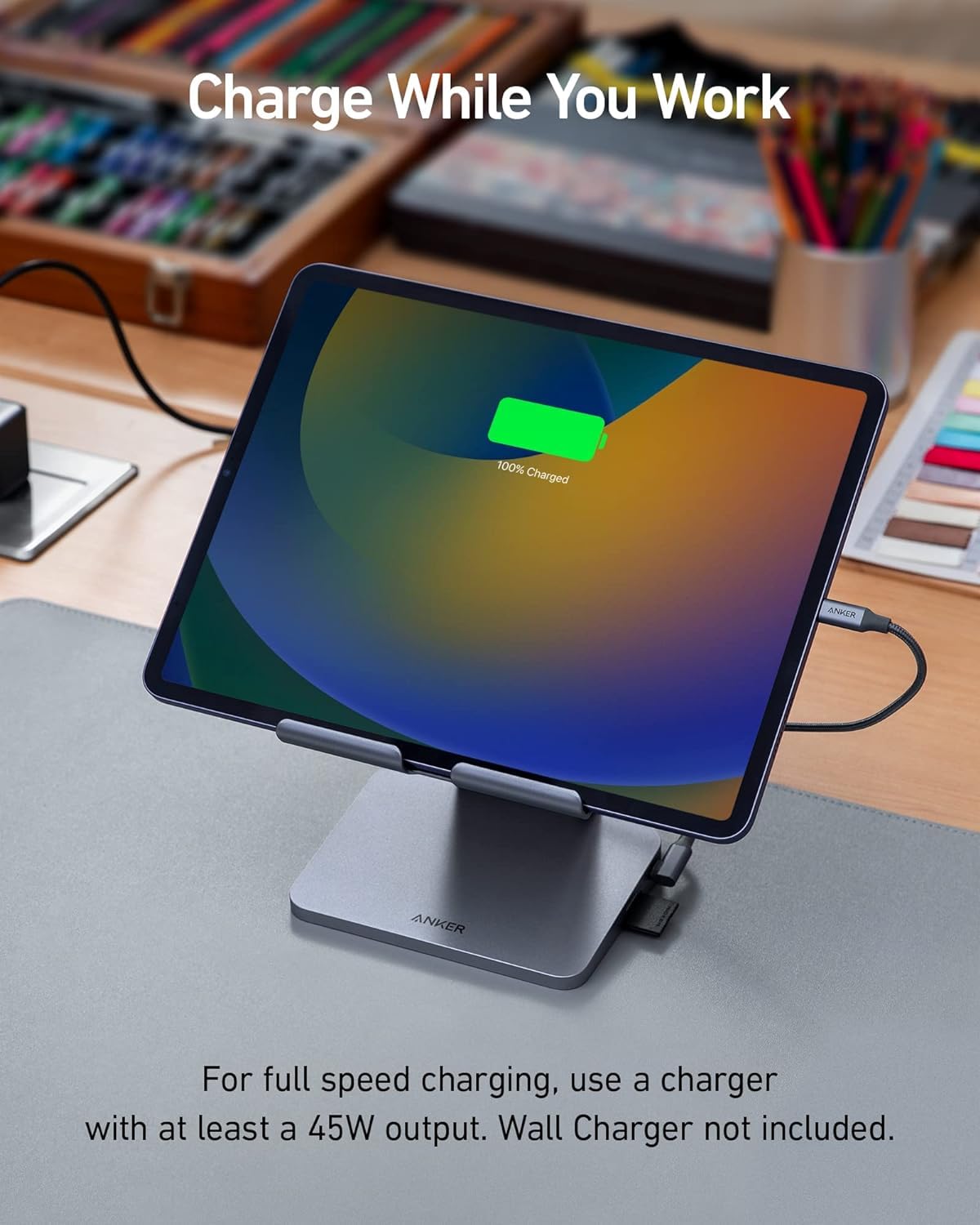 8 in 1 USB C Hub with Foldable Tablet Stand 4K HDMI USB A Ports