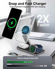 3 in 1 Magnetic Fast Wireless Charging Stand for Phone Watch Earbuds