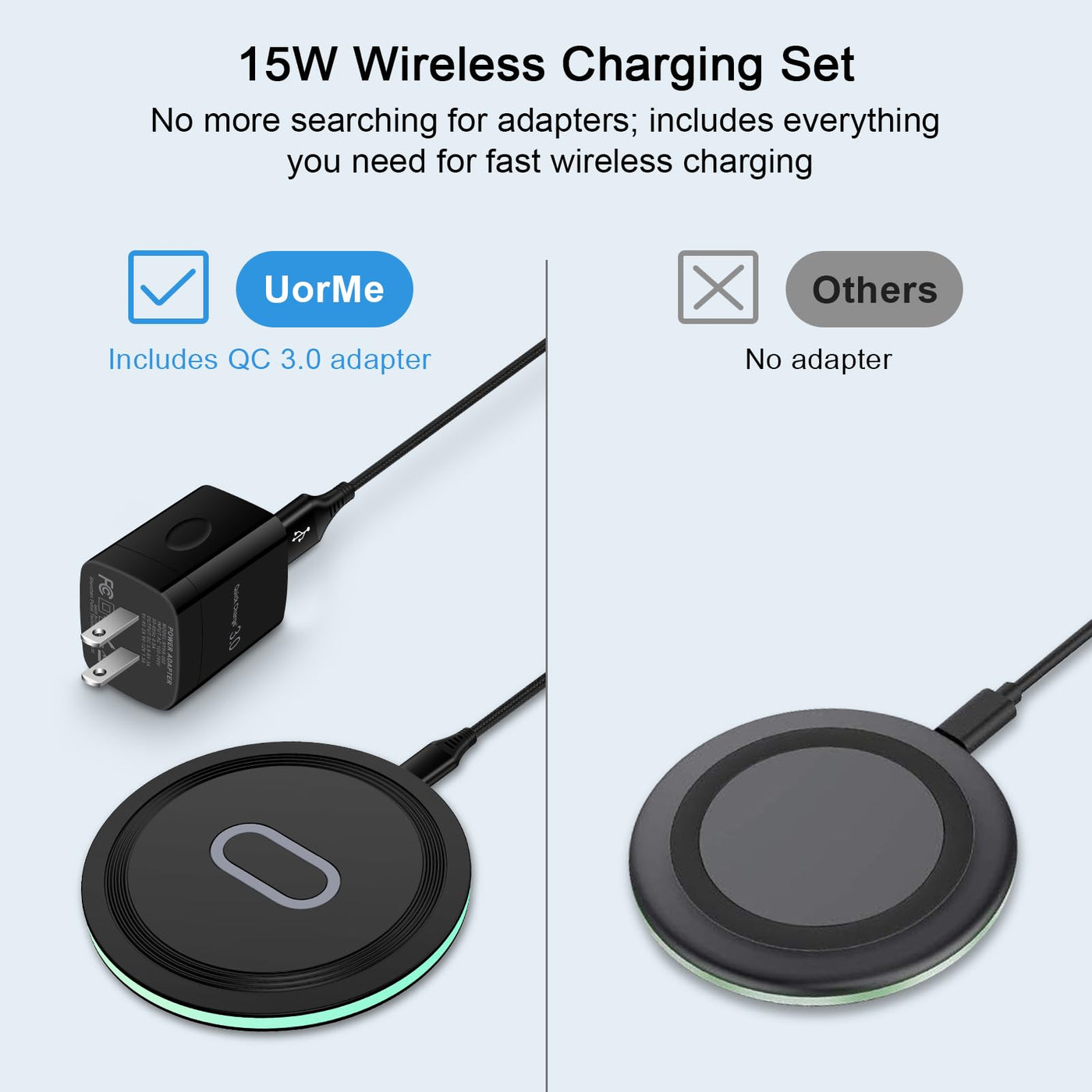 15W Wireless Charger with QC Adapter
