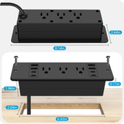 14 in 1 Recessed Power Strip 20W Surge Protector 6 AC 8 USB Ports