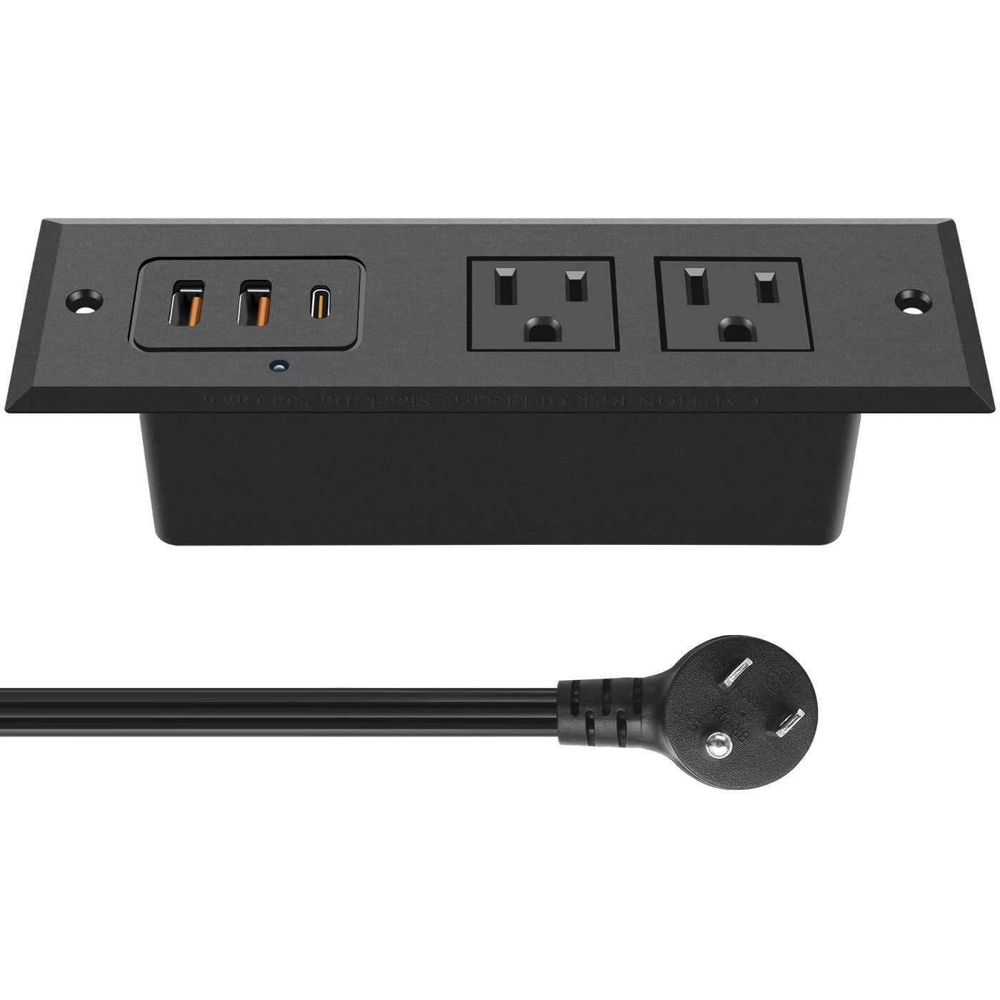 20W USB C Recessed Power Strip Desk Outlet with USB A Flat Plug