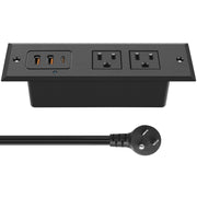 20W USB C Recessed Power Strip Desk Outlet with USB A Flat Plug