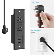 20W USB C Recessed Power Strip Desk Outlet with USB A Flat Plug