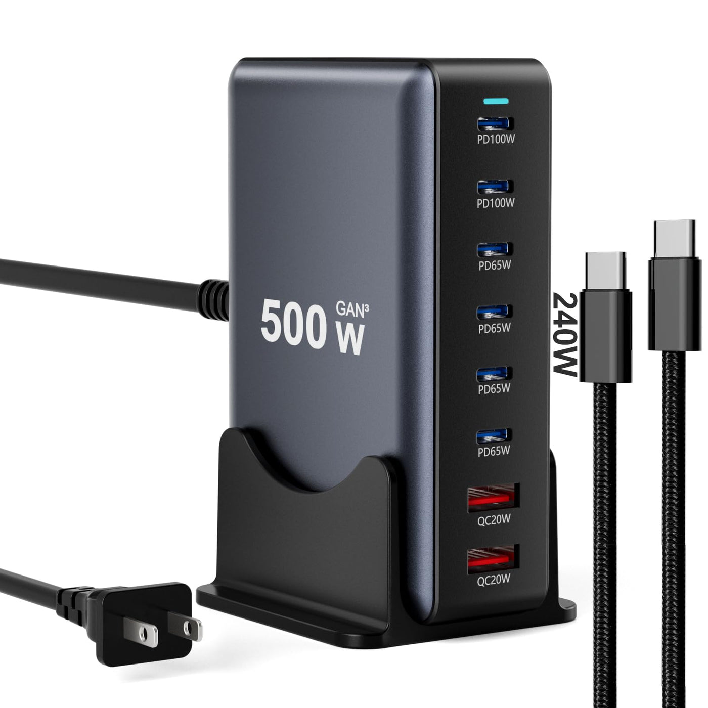 8 Port USB C Fast Charging Station Charger Block